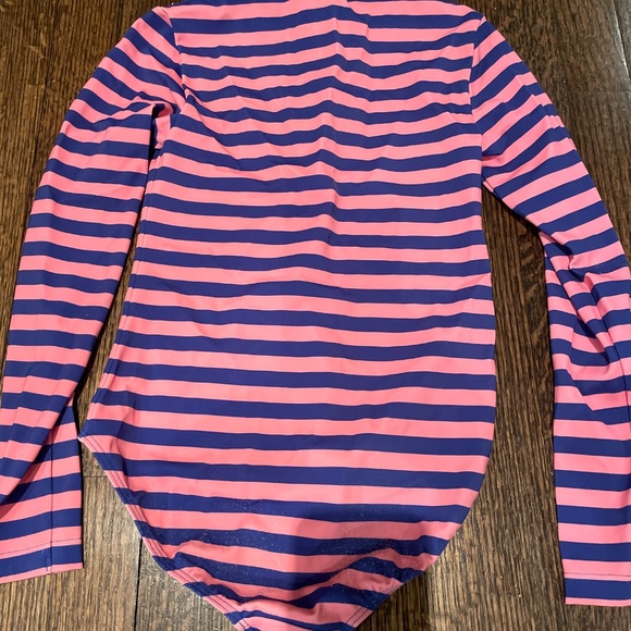Boden 9-10Y Pink & Blue Stripe Longsleeve Swimsuit - Picture 4 of 4